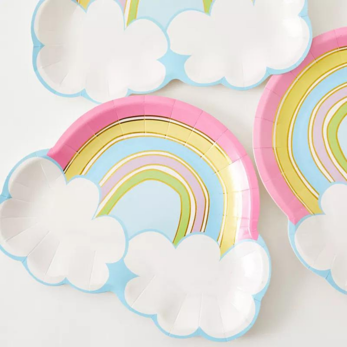 Rainbow Cloud Paper Plates Set