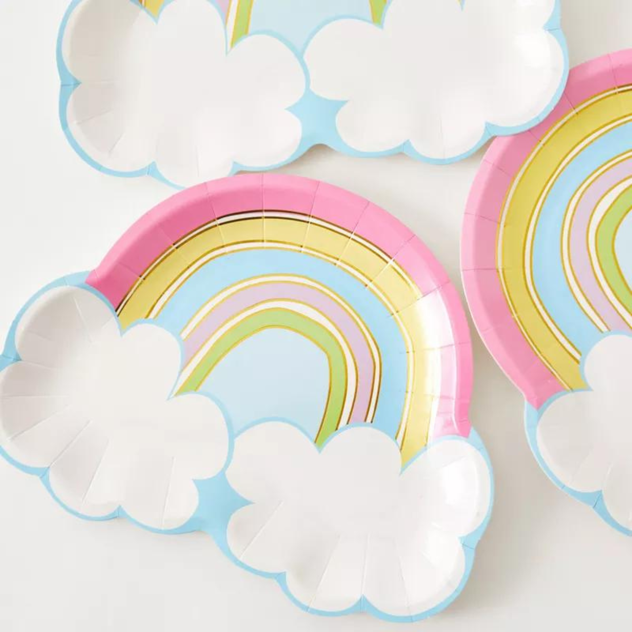 Rainbow Cloud Paper Plates Set