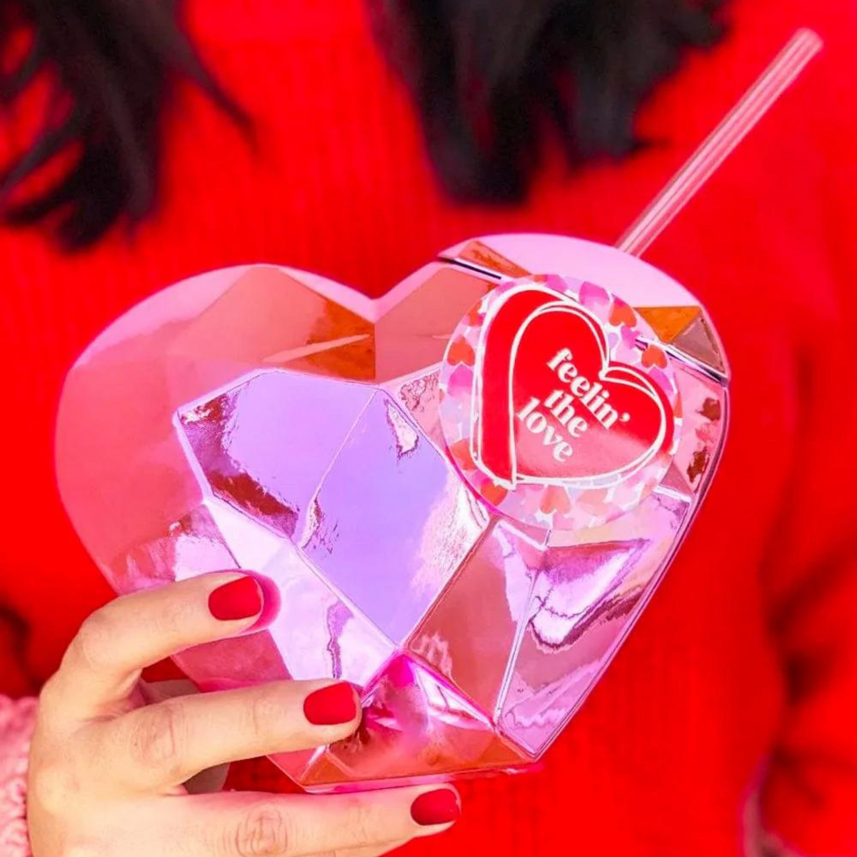 Heart-shaped Plastic Straw Cup