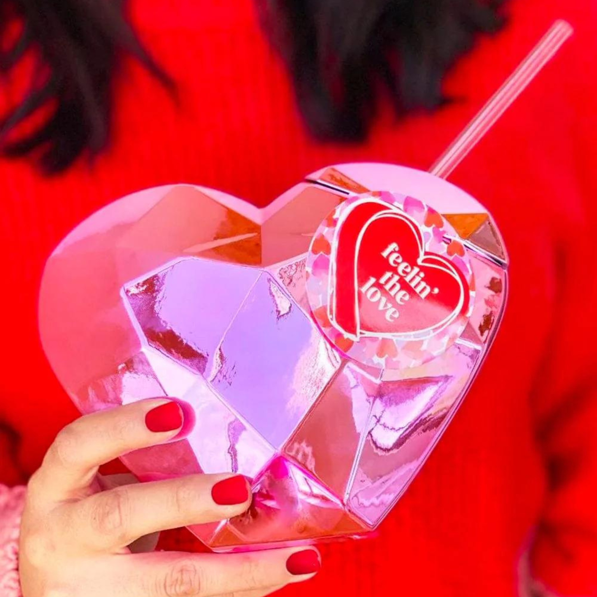 Heart-shaped Plastic Straw Cup