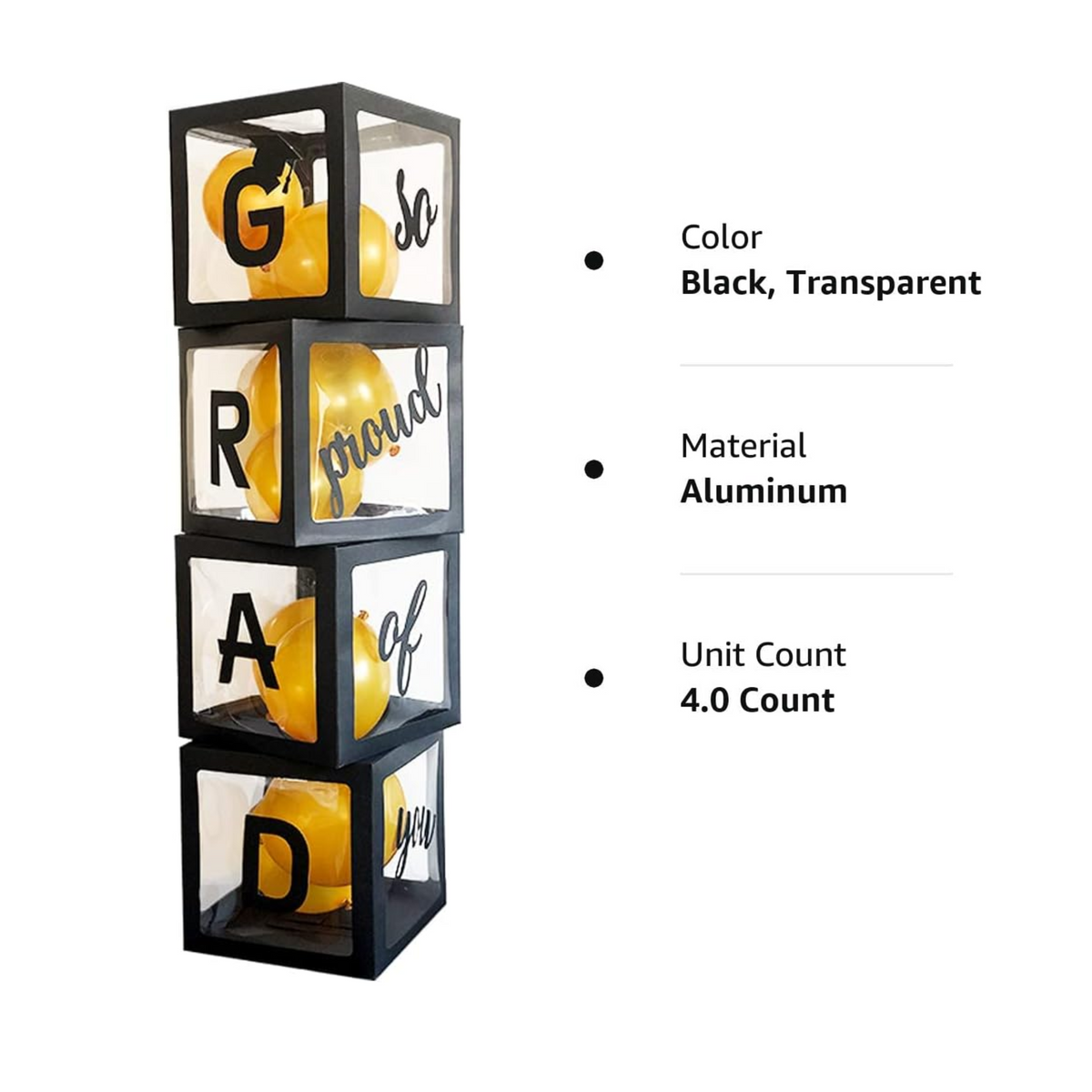 Graduation Black Balloon Boxes Set