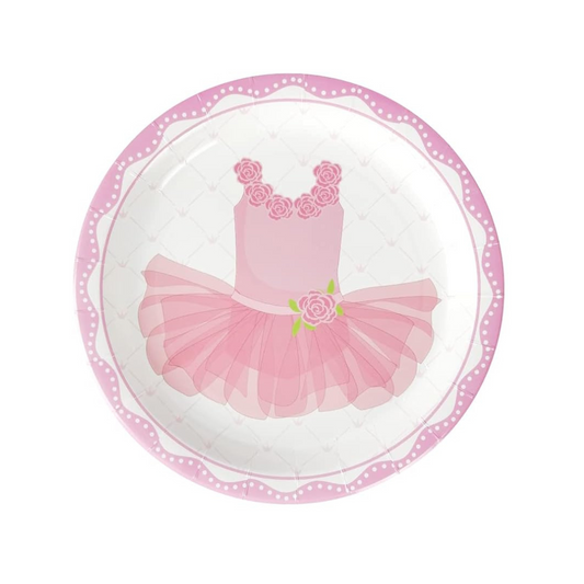 Pink Ballerina Theme Paper Plates Set