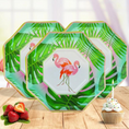 Load image into Gallery viewer, Flamingo Theme Green Print Plates Set
