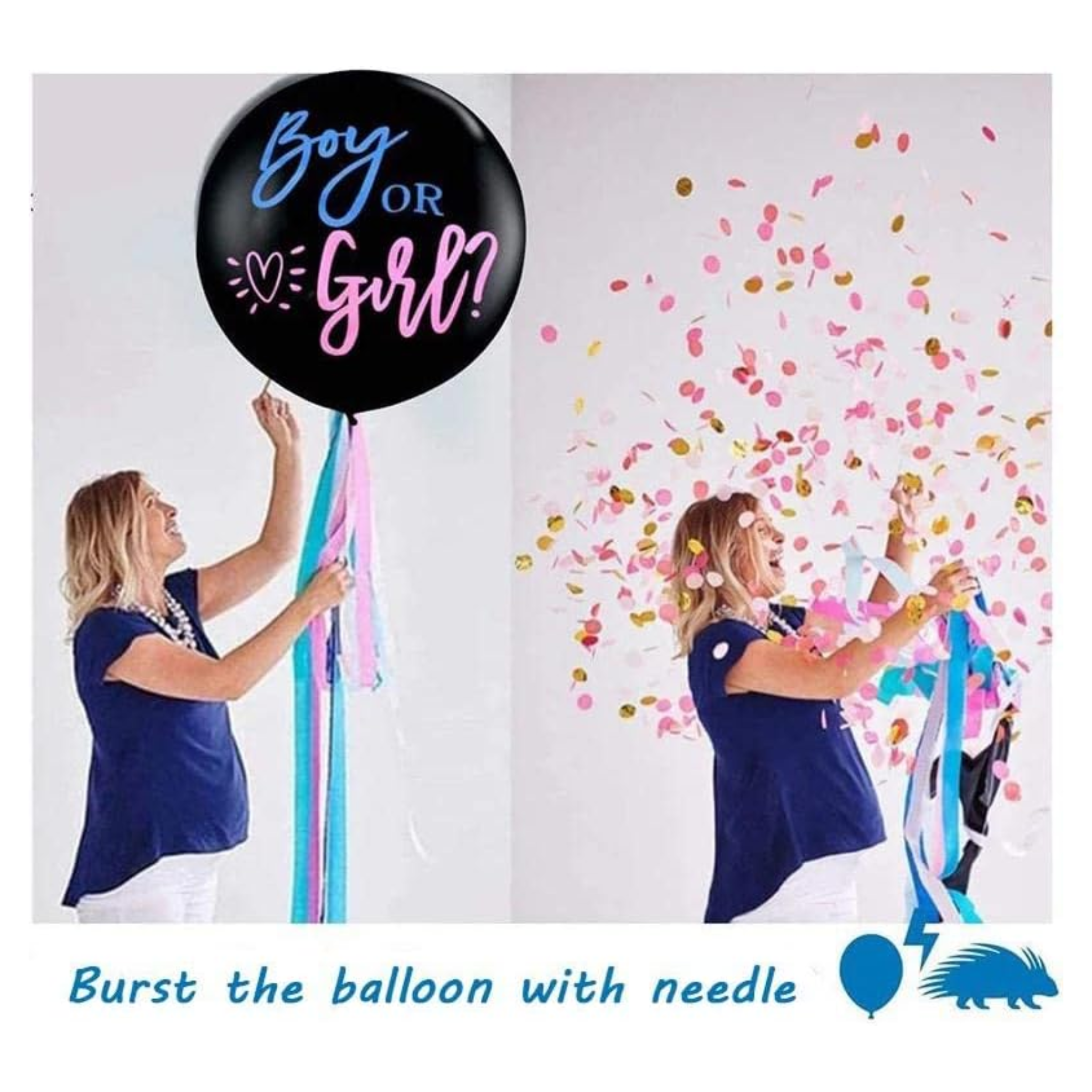 Gender Reveal Balloon with Confetti Set