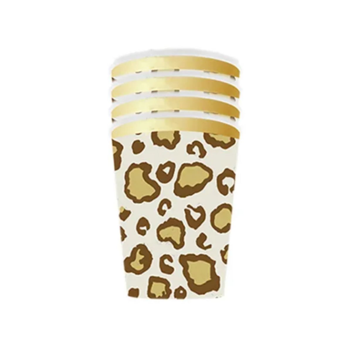 Animal Gold Leopard Theme Party Paper Cups Set