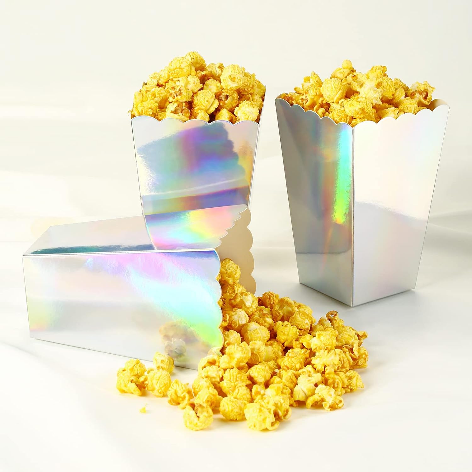 Holographic Pastel Iridescent Popcorn Boxes Set