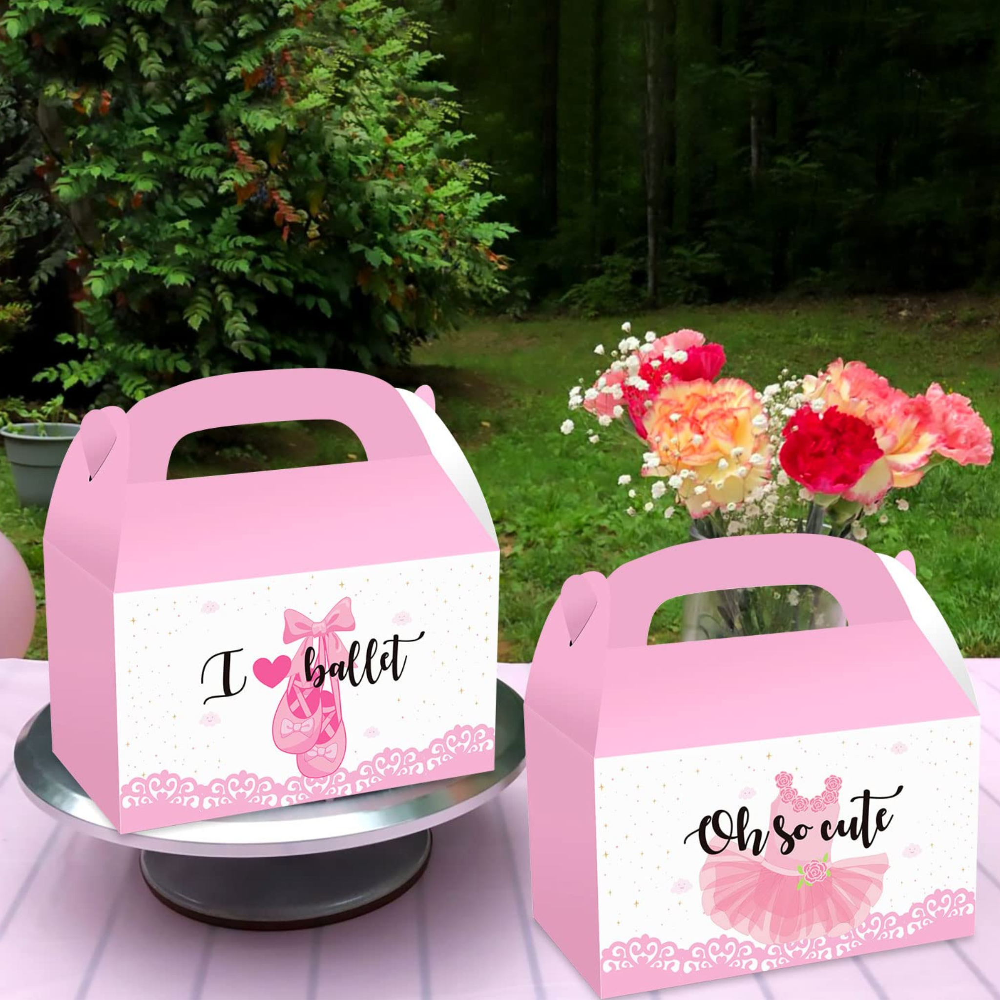 Pink Ballerina Party Goodie Favor Boxes Set