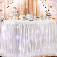 Load image into Gallery viewer, White Tulle Table Skirt with Lights
