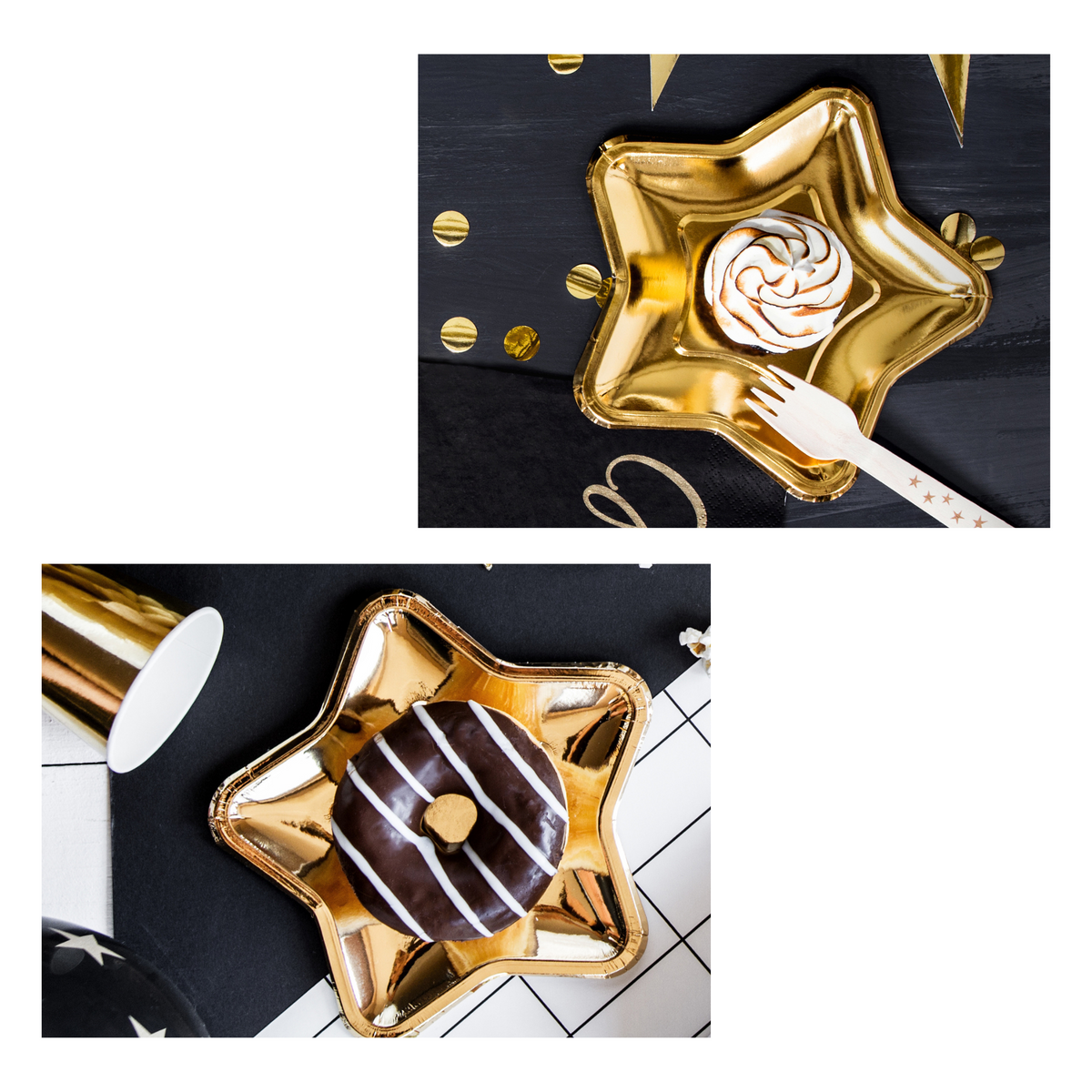 Golden Star shaped 7-inch Paper Plates Set
