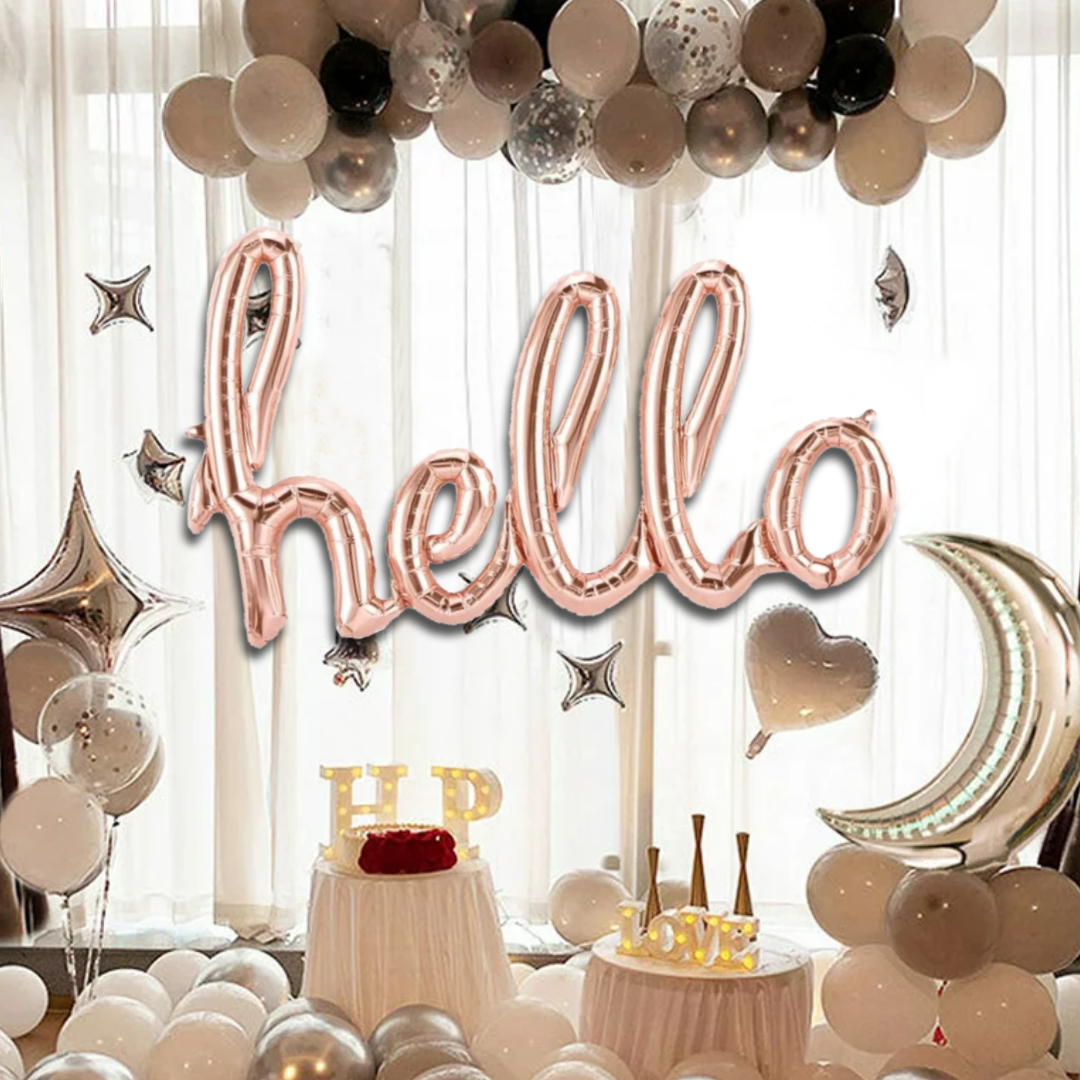 Rose Gold "Hello" Word Foil Balloon (Non-Inflated)
