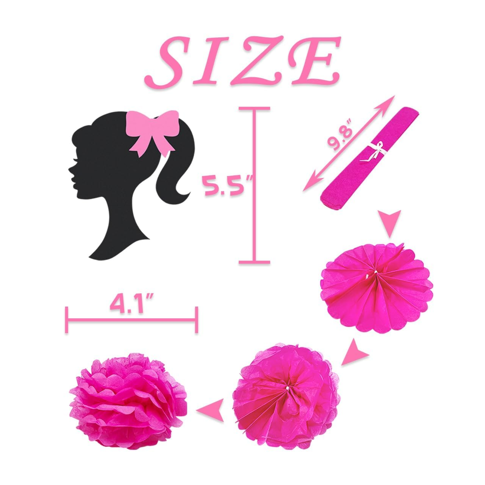 Barbie-Themed Paper Flower Centerpieces Set