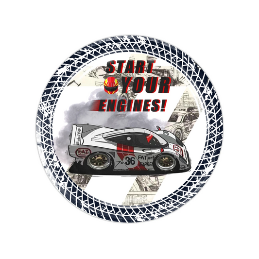 Start Your Engine-Race Car Theme 7 Inch Paper Plates Set