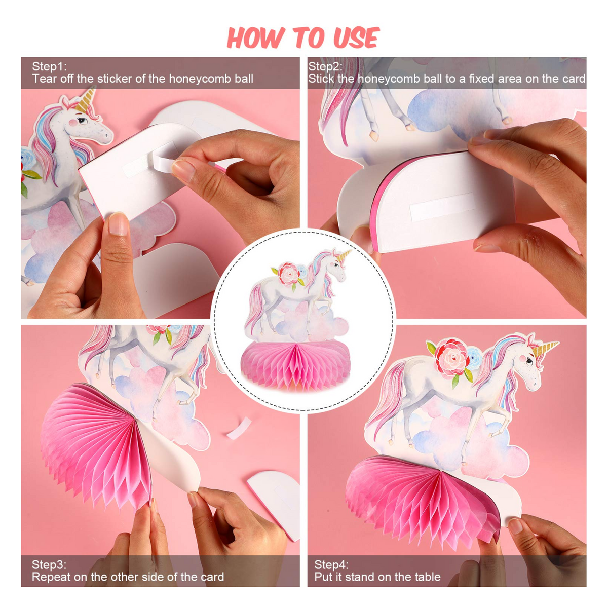 Unicorn Theme Honeycomb Decorations Set