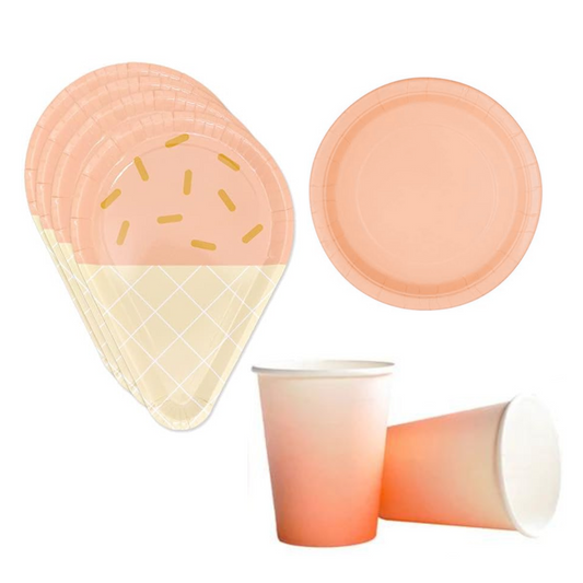 Ice Cream Theme Birthday Party Tableware Set (Orange)