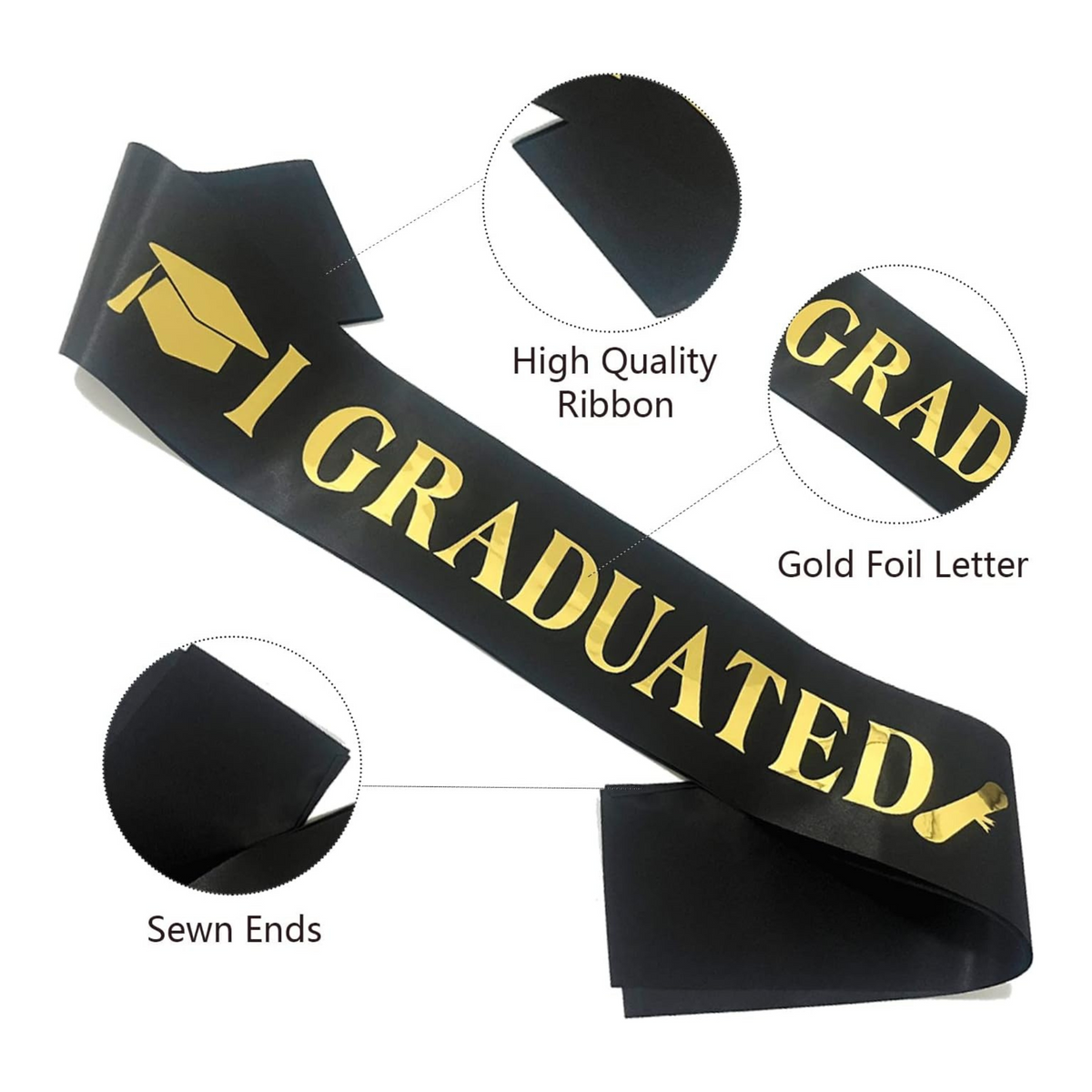 Graduation Sash with Gold Letter I Graduated