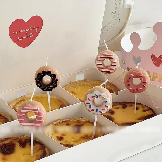 Cute Donut Shaped Candles Set