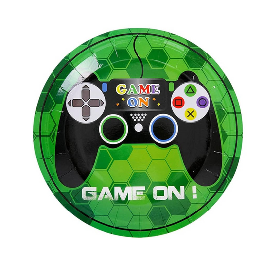 Game On Theme Party 9 Inch Paper Plates Set