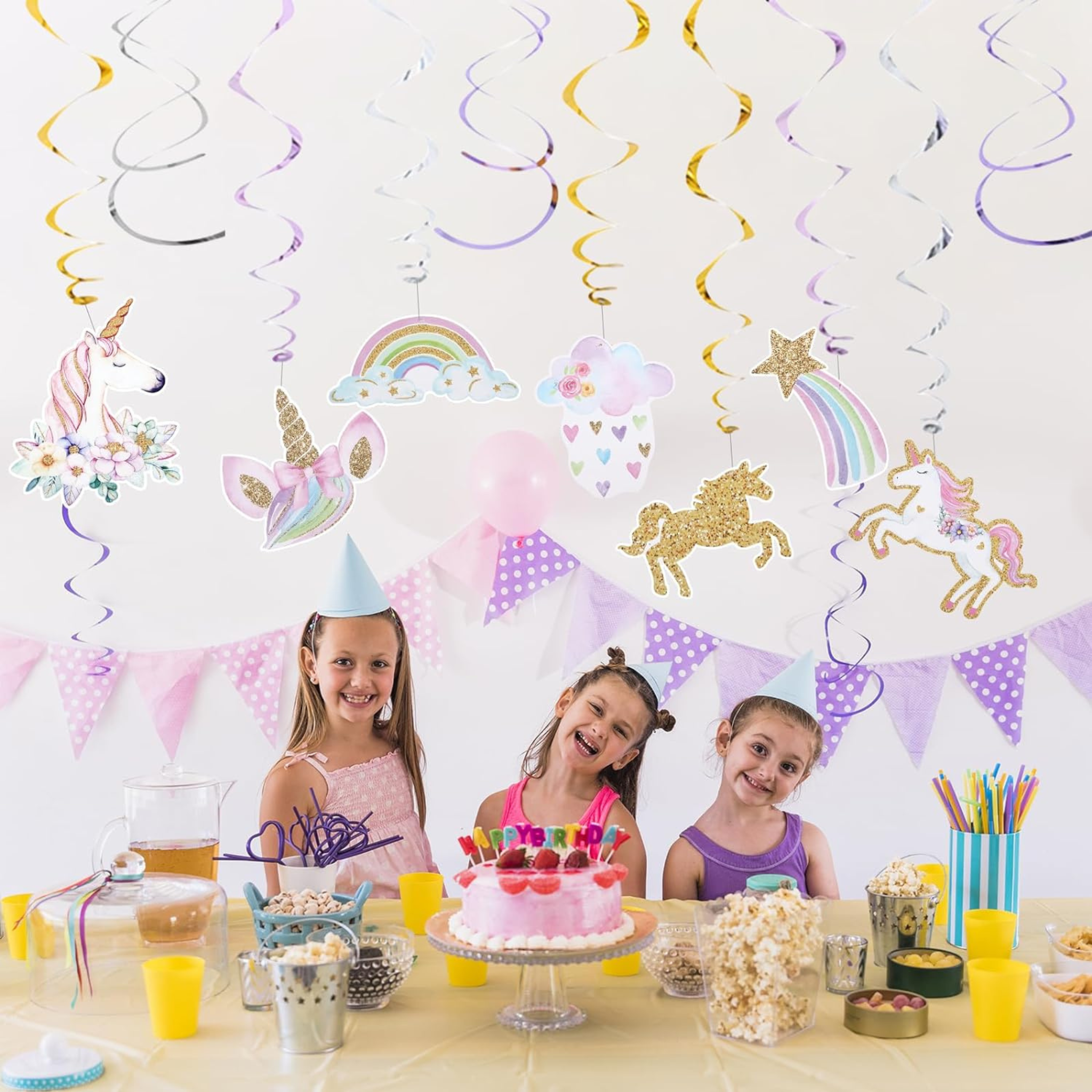 Unicorn Hanging Swirls Party Decoration Set