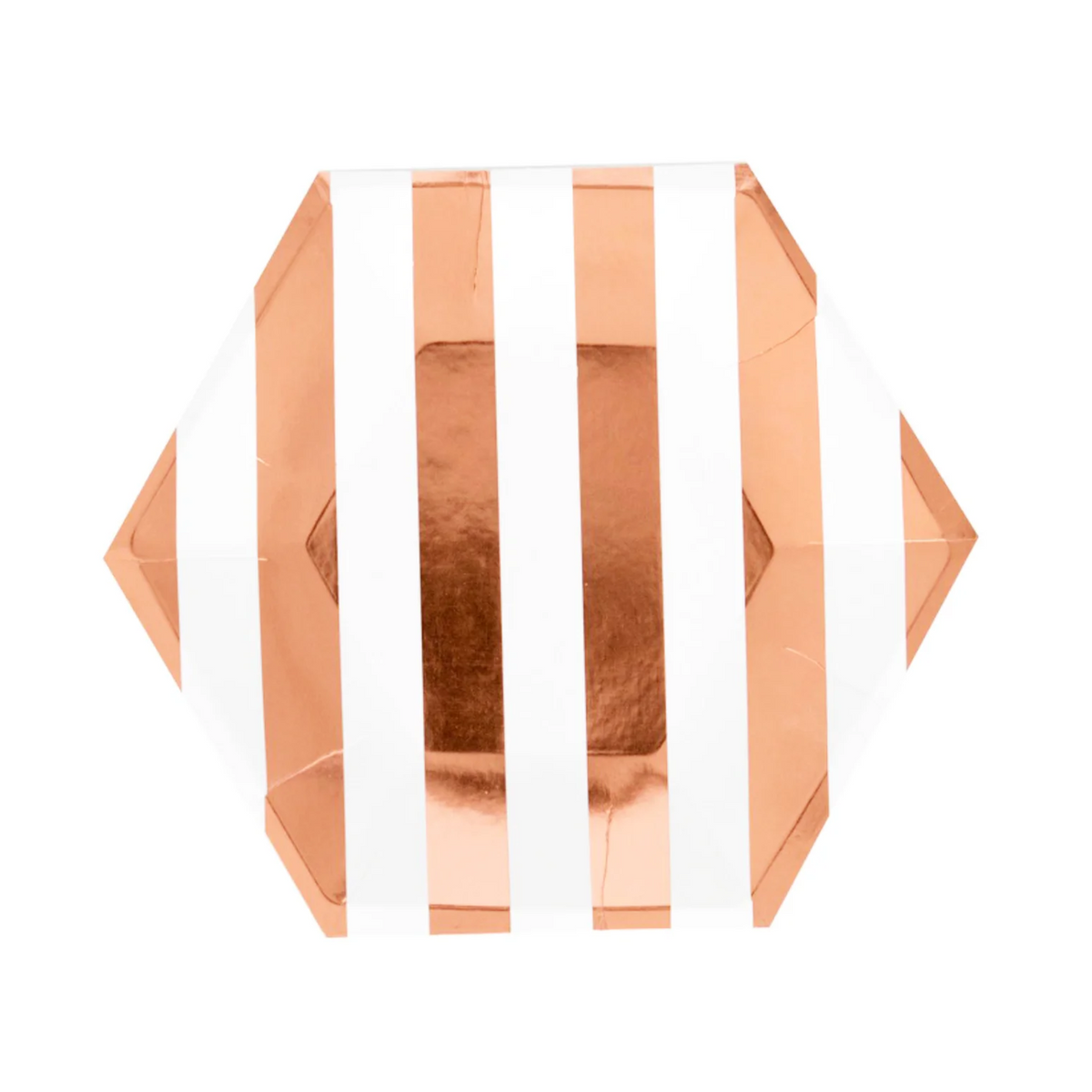 Striped Rose Gold Foil 10 Inch Paper Plates Set