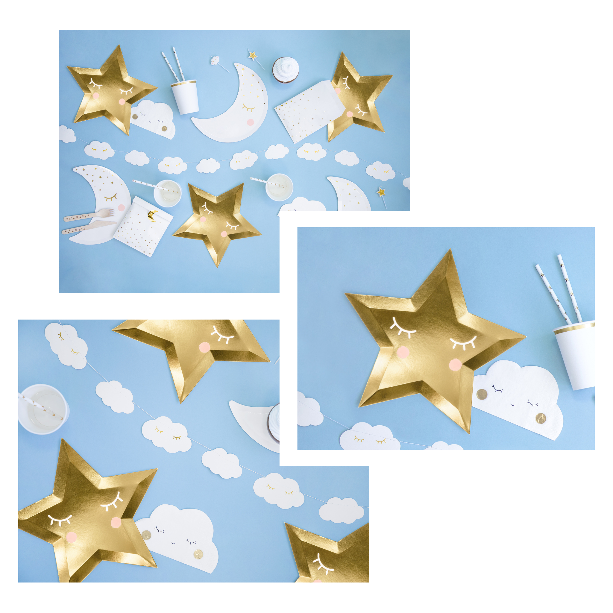 Golden Star-Shaped Paper Plates Set