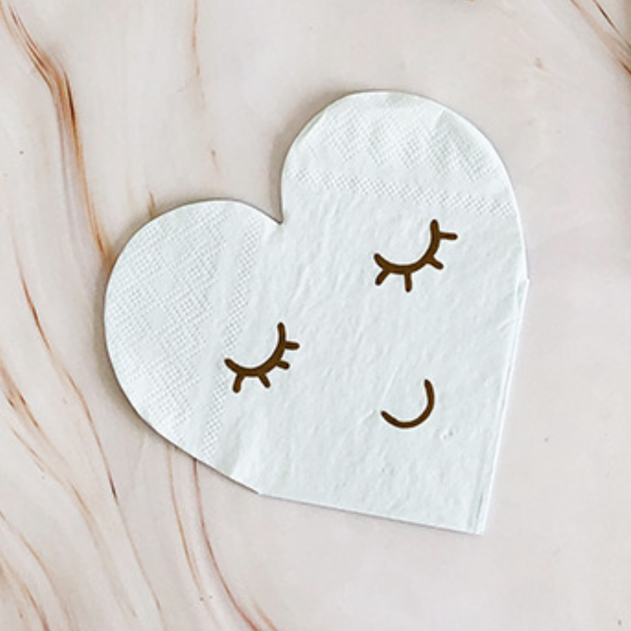 Baby Blue Heart-Shaped Paper Napkins Set