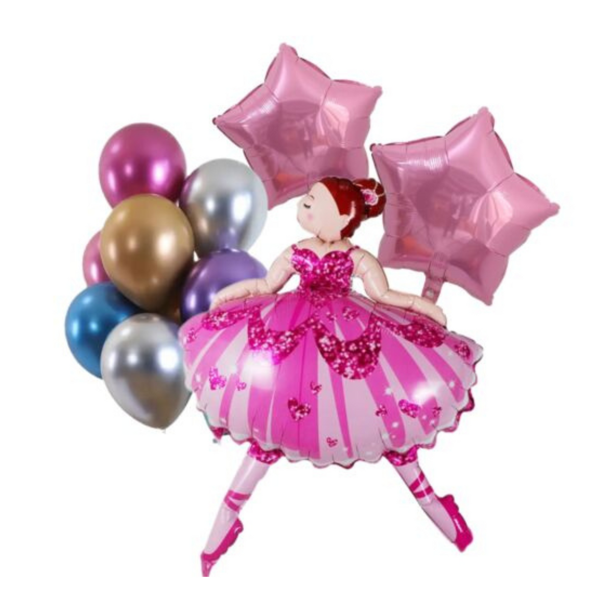 Ballerina Dancing Girl Shaped Foil Balloons (Pink)