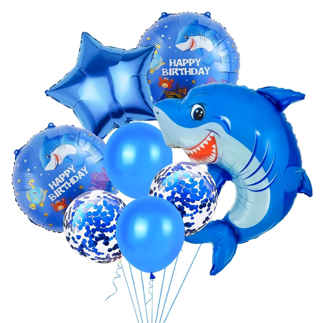 Happy Blue Shark Jumbo Foil Party Balloon