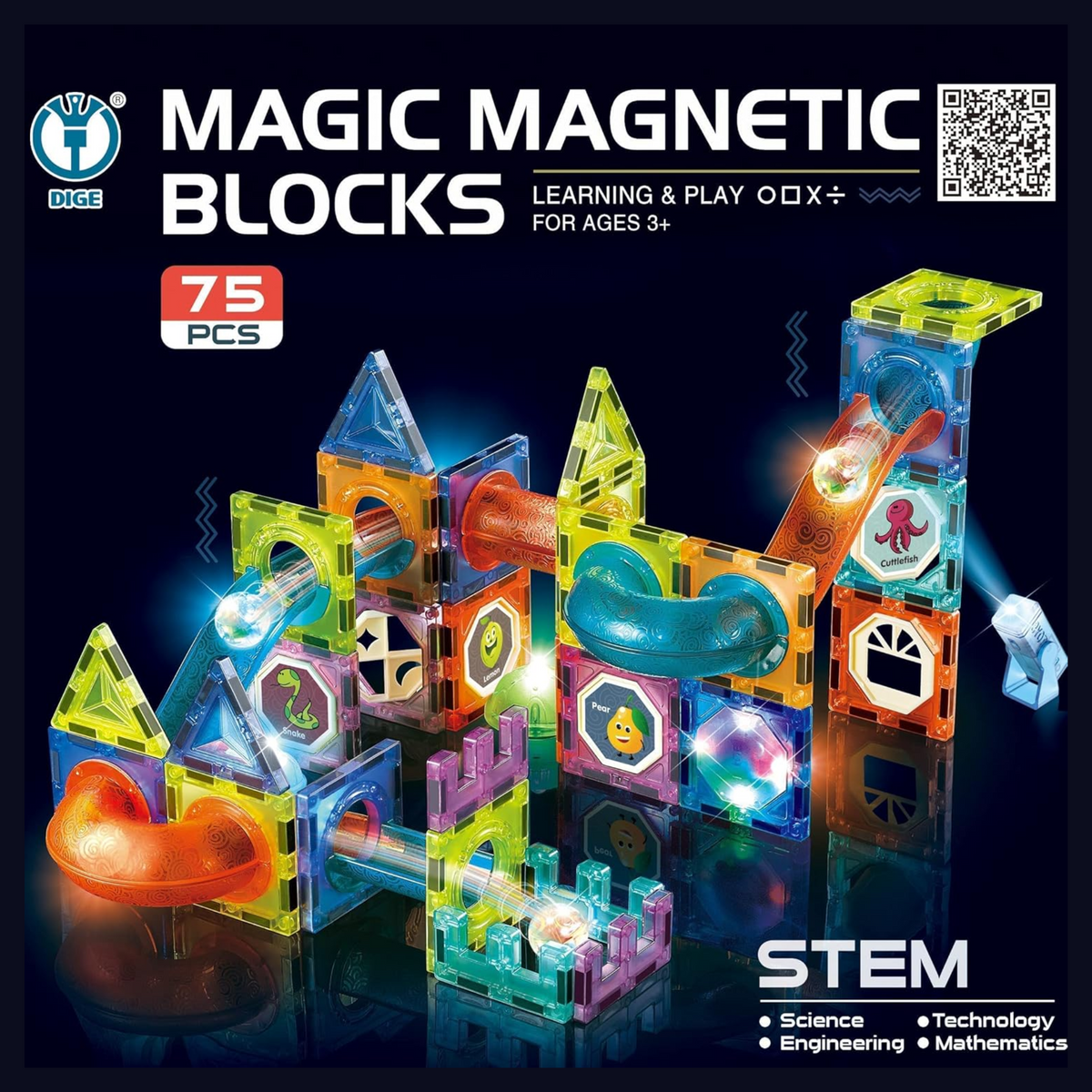 7.5CM Track Ball Magnetic Bricks 75PCS (light version)
