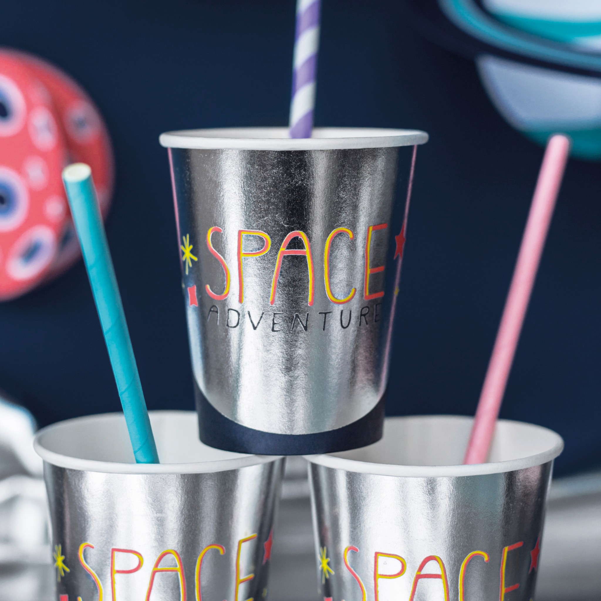 Space Adventure Theme Party Paper Cups Set