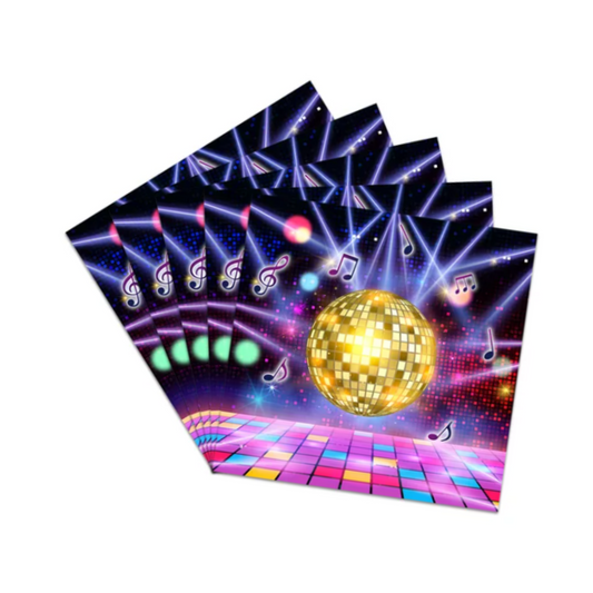 Neon Disco Party Theme Paper Napkins Set