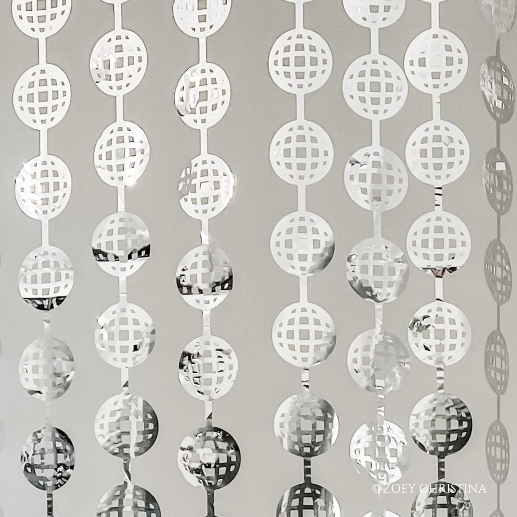 Shiny Silver Disco Ball Foil Curtain