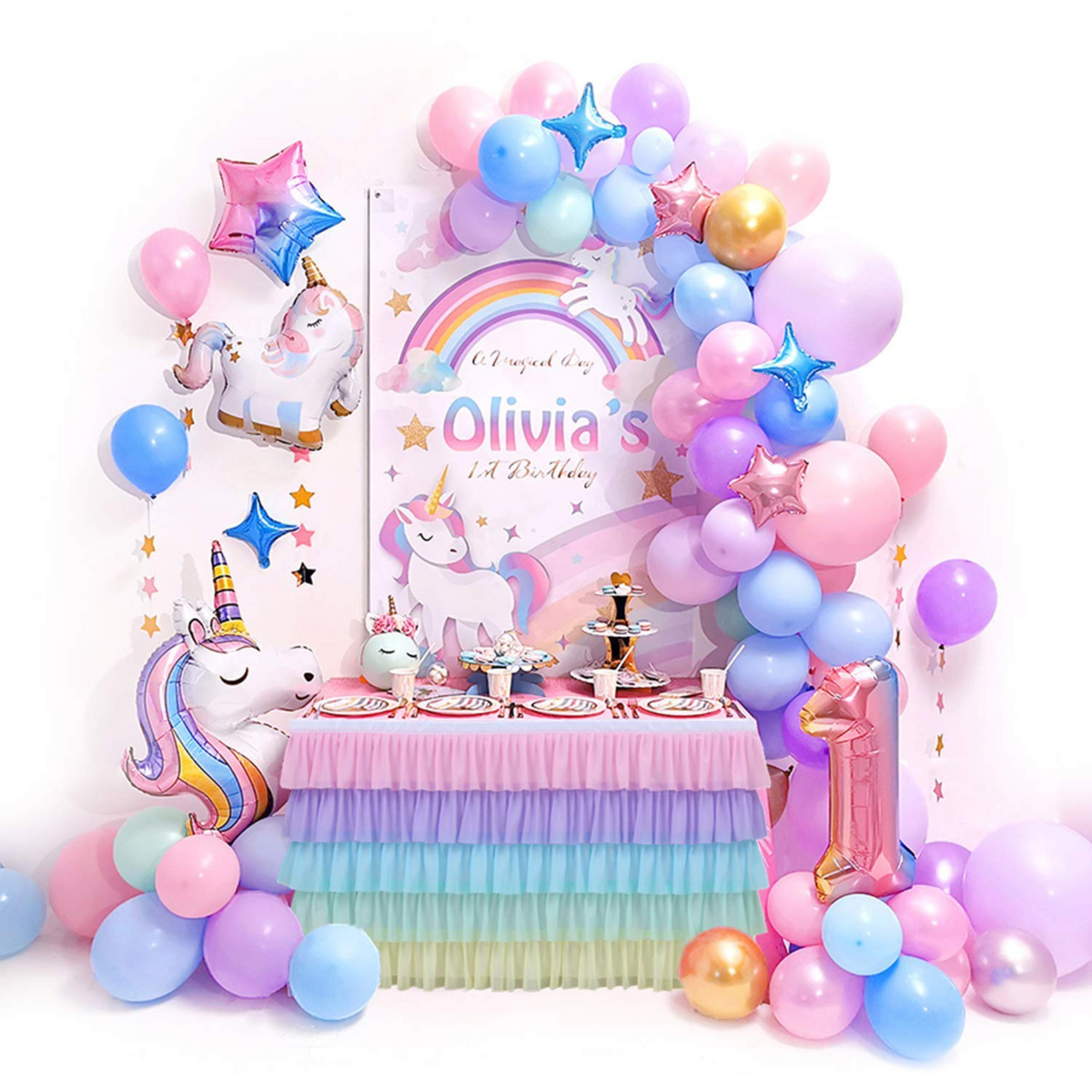 Pastel Rainbow Table Skirt