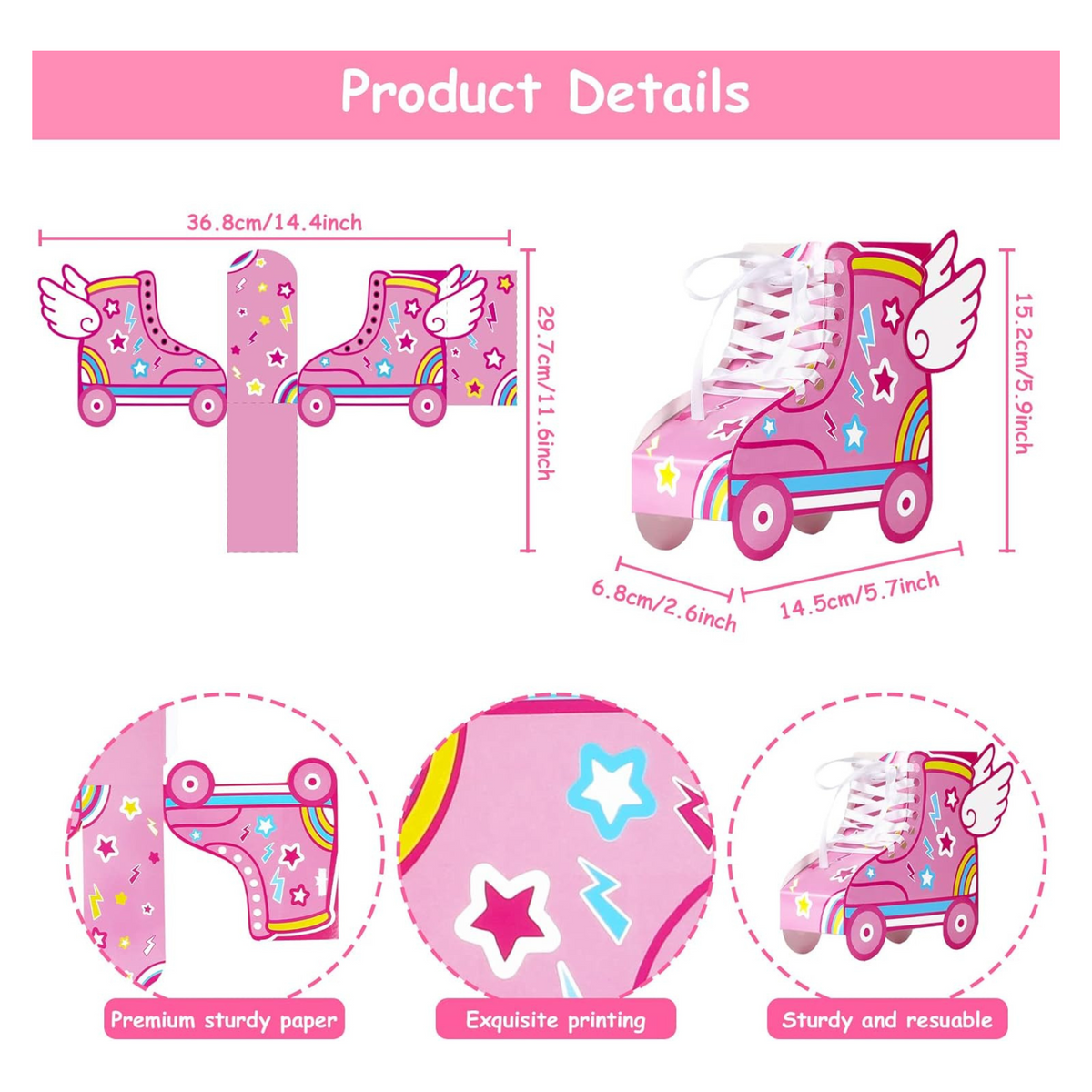 Roller Skating Birthday Theme Party Favor Boxes Set