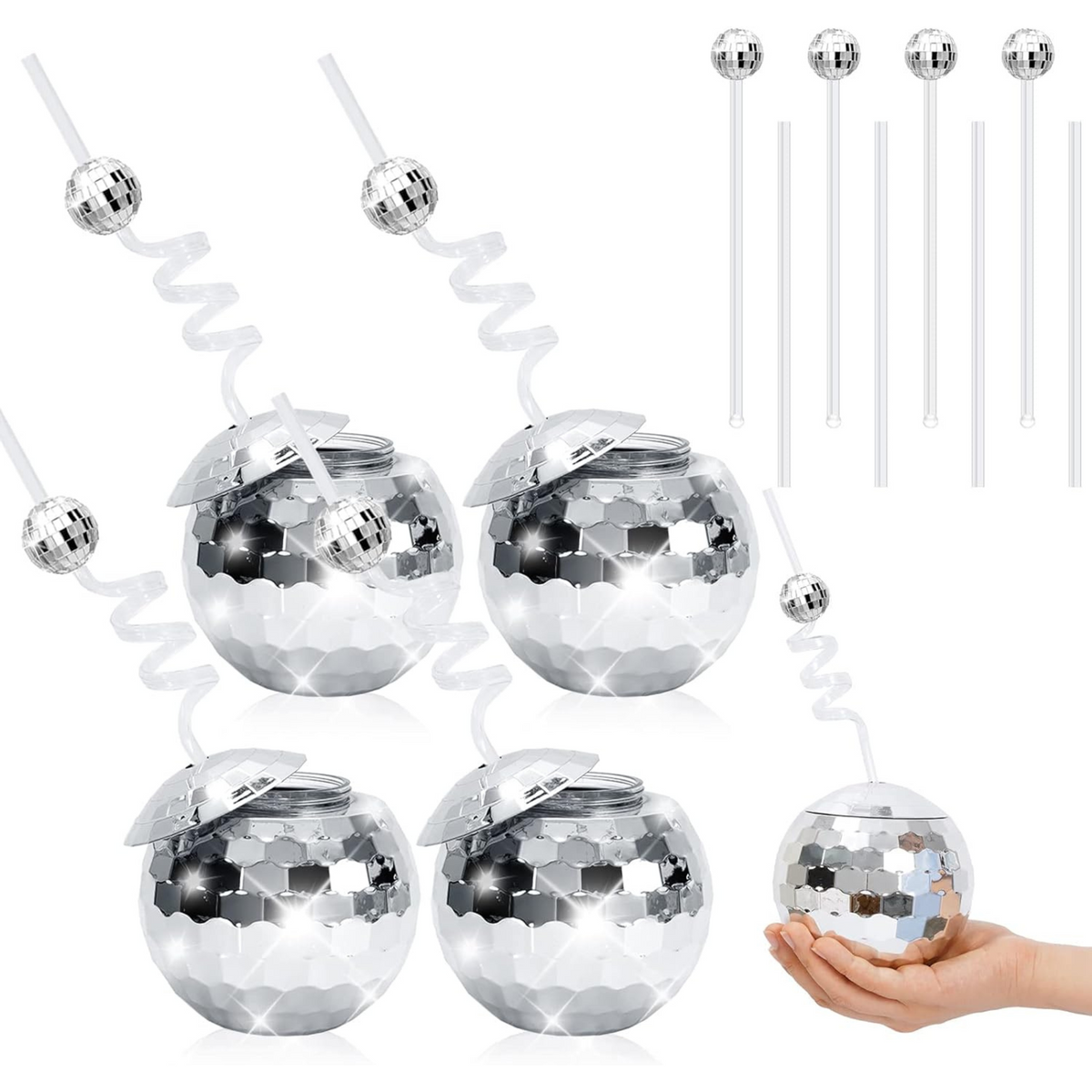 Silver Shiny Disco Ball Party Cup - 1pc