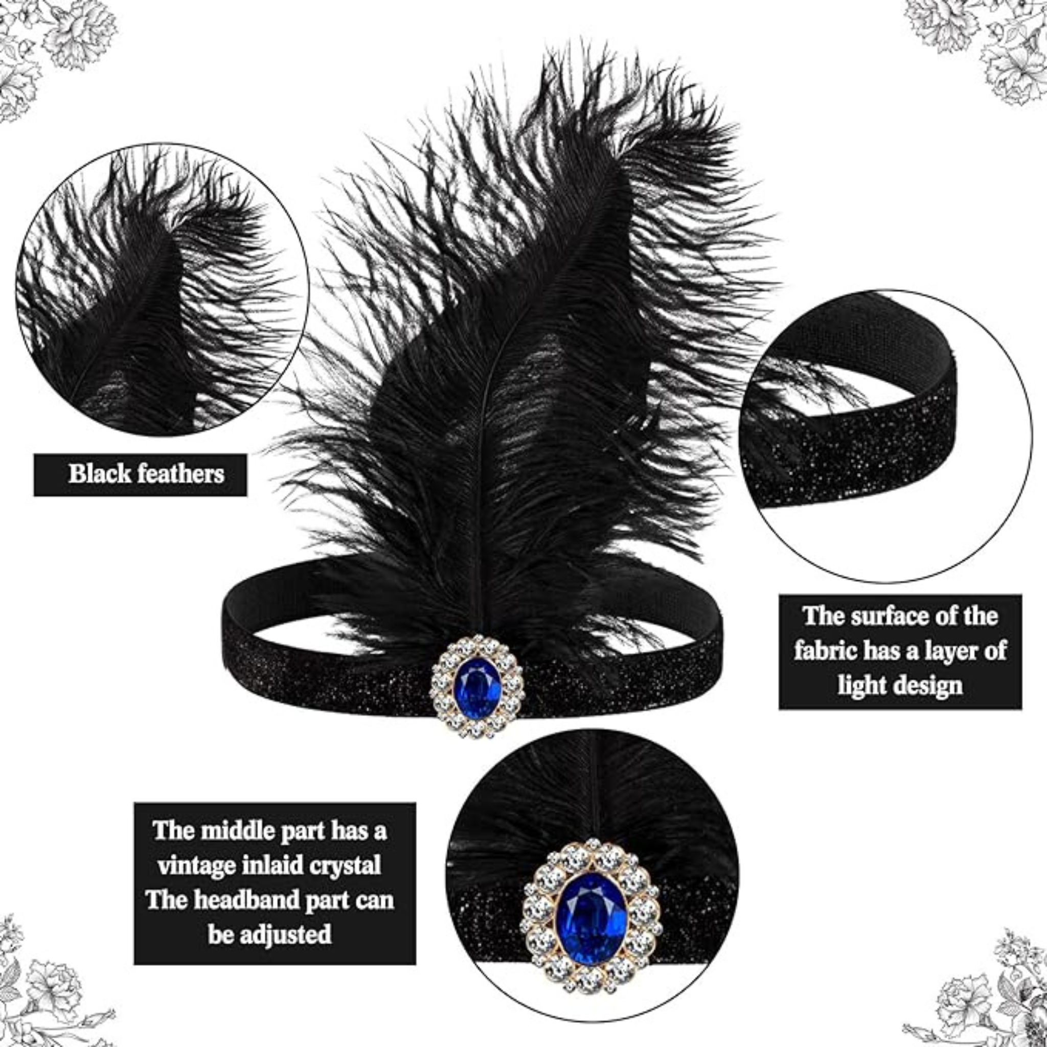 1920s Flapper Headband and Gangster Hat accessory Set