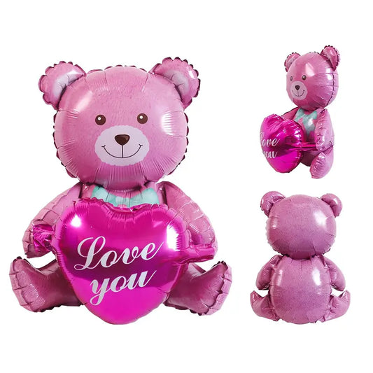 Pink Bear with Heart Foil Balloon 105*66cm
