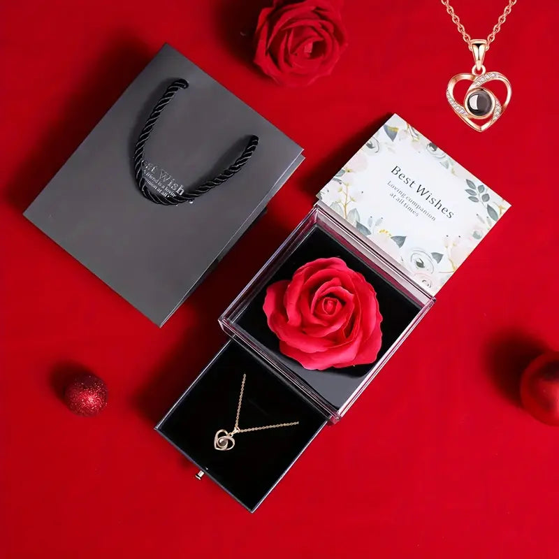Necklace Gift Box with 1 Preserved Rose