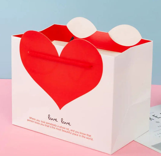 Love Heart Paper Gift Bag - White
