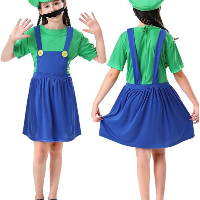 Super Mario Luigi Girls Costume - Green