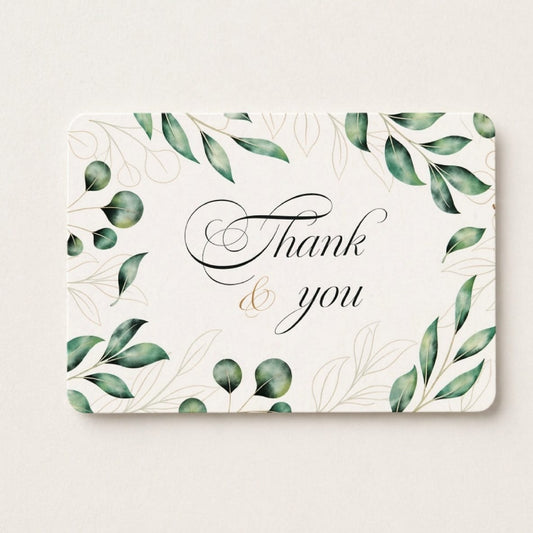 Thank You Green Leaf Greeting Cards