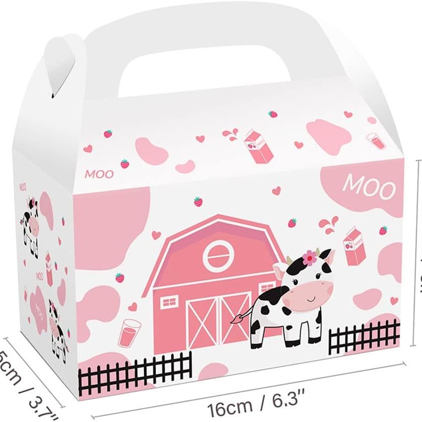 Pink Farm Animals Candy Party Favor Boxes Set