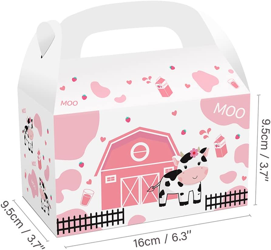 Pink Farm Animals Candy Party Favor Boxes Set