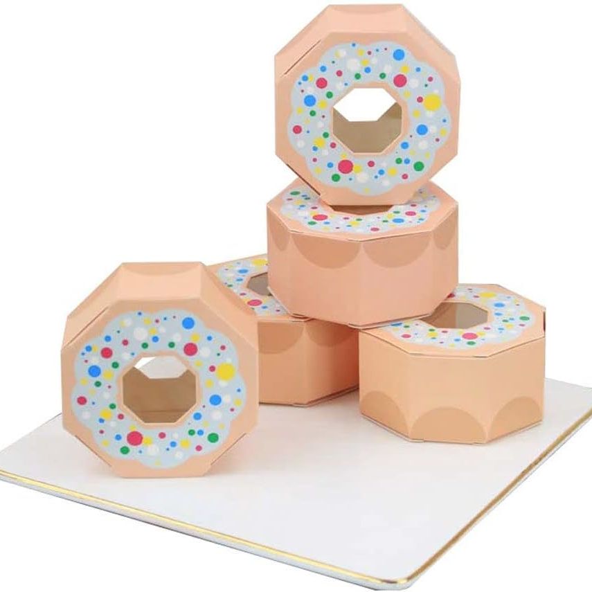 Donut-Shaped Party Favor Candy Boxes Set