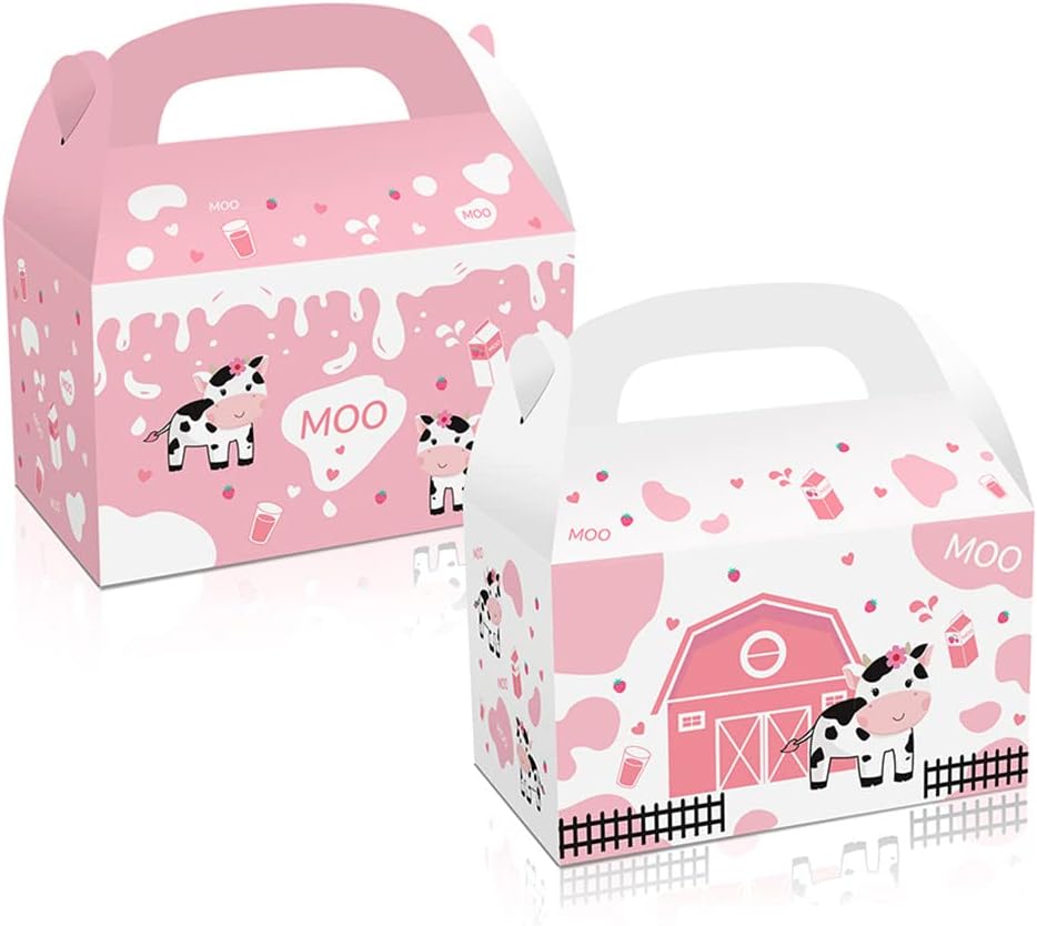 Pink Farm Animals Candy Party Favor Boxes Set