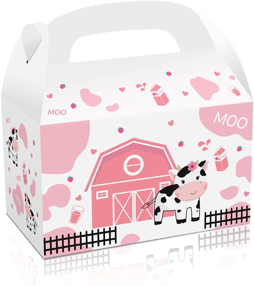 Pink Farm Animals Candy Party Favor Boxes Set