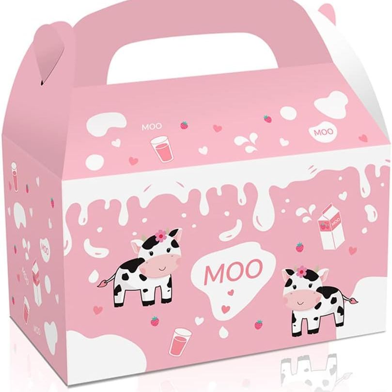 Pink Farm Animals Candy Party Favor Boxes Set