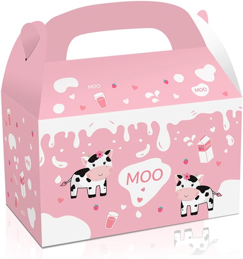 Pink Farm Animals Candy Party Favor Boxes Set