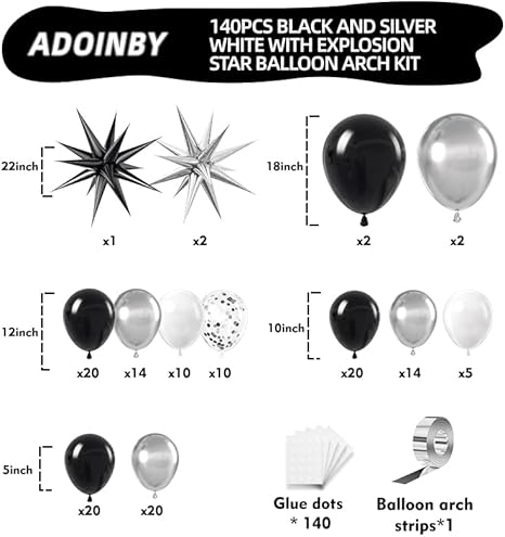 Black & Silver Balloon Garland