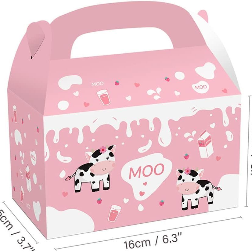 Pink Farm Animals Candy Party Favor Boxes Set