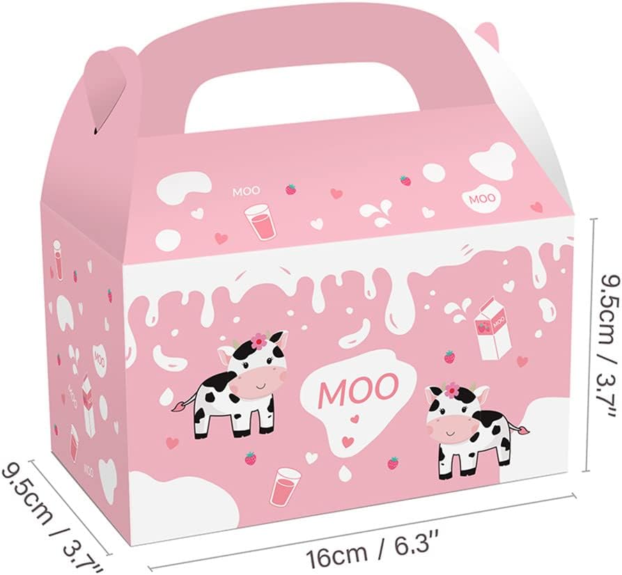 Pink Farm Animals Candy Party Favor Boxes Set